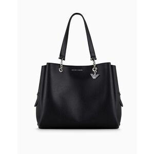 Emporio Armani Palmellato Leather-Effect Shopper Bag with Eagle Charm